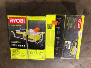 lot 4 image: Lot  of 2 RYOBI 4.8 -Amps 7 in. Blade Corded Tabletop Wet Tile Saw   Customer Returns See Pictures