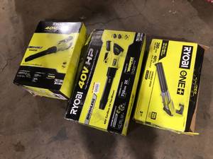 lot 33 image: Lot of Assorted Ryobi Leaf Blowers Various Sizes Customer Returns See Pictures