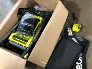 lot 43 image: RYOBI 40V HP Brushless 20 in. Cordless Battery Walk Behind Push Mower with 6.0 Ah Battery and Charger  Customer Returns See Pictures
