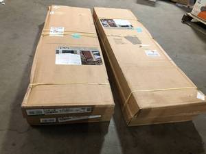 lot 47 image: Lot of 2 Ply Gem 15 in. x 55 in. Polypropylene 4-Board Closed Board and Batten Shutters Pair in Gray Customer Returns See Pictures
