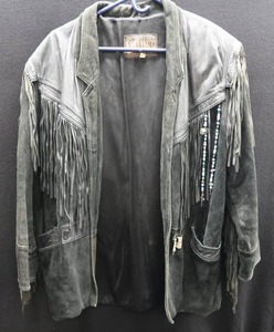 lot 36 image: FRINGED LADIES SWADE  LEATHER JACKET
