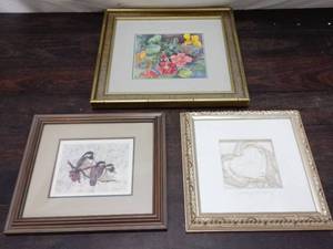 Three Pieces Of Framed Artwork