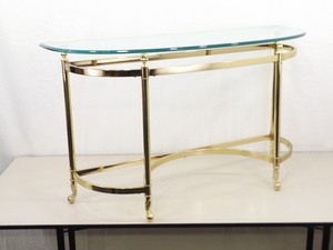 Vintage Brass Hollywood Regency Glass Top Table