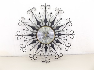 Larger Vintage WORKING Elgin Wrought Iron Wall Clock