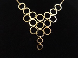 14k Yellow Gold Dangle Hoops Necklace
