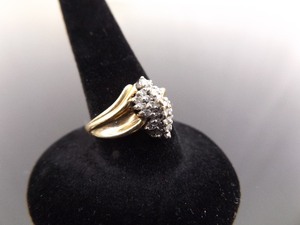 10k Yellow Gold Diamond Cluster Ring Size 6.25
