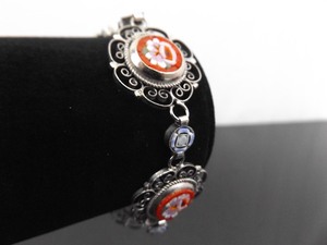Vintage Micro Mosaic 7.5 Flower Bracelet