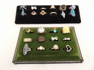 Collection of Antique and Vintage Rings in 2 Displays