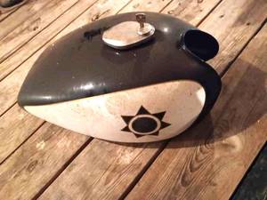 Black & White Motorcycle Gas Tank with Locking Cap - Came Off a Kawasaki KZ-1000