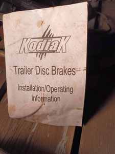 Three New Kodiak Disc Brakes for a Trailer with an InstallationOperating Sheet, No Boxes and No Other Parts with these