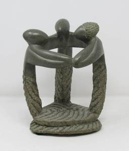9 piece Pottery group with family circle figurines