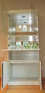 Art Deco-esque Lacquer Hutch module with glass shelves and cupboards