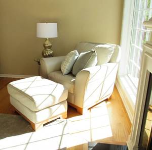 Leather Living Room Chair and Ottoman and bonus leather kit