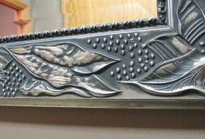 Silver wood Laundry Mirror with carving