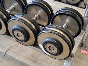 lot 1013 image: Lot of (2) Hampton 60-lb Dumbells