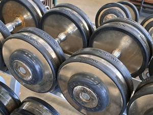 lot 1015 image: Lot of (2) Hampton 50-lb Dumbells