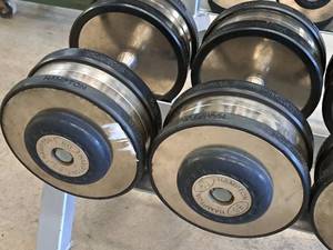 lot 1009 image: Lot of (2) Hampton 80-lb Dumbells