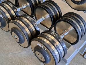 lot 1005 image: Lot of (2) Hampton 100-lb Dumbells