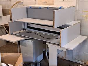 lot 1029 image: Office Cubicle - Upright Sections, Office Desk, File Cabinet