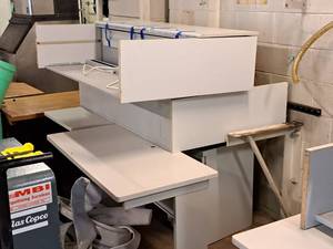 lot 1030 image: Office Cubicle - Upright Sections, Office Desk, File Cabinet