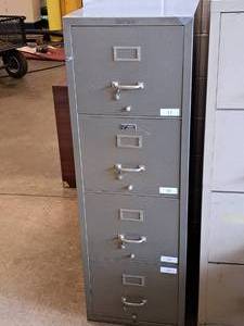 lot 1052 image: Shaw-Walker Metal Fire Resistant File Cabinet 4-drawer