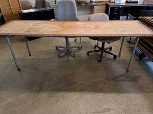 lot 1060 image: Lot of (1) Wood-TopMetal Folding Table