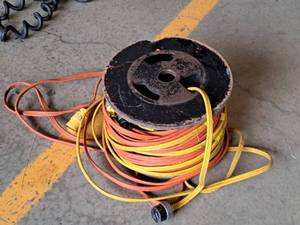 lot 1112 image: Lot of (2) Power Cord Reels with Power Cords