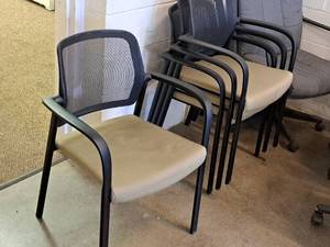 lot 1126 image: Lot of (4) Stackable Mesh Back Padded Conference Arm Chairs