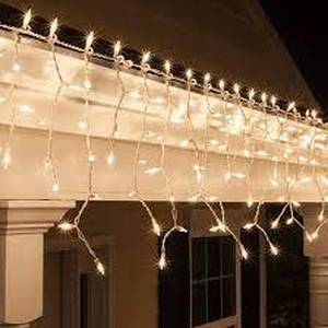 lot 27 image: Set of 2 Kringle Traditions 8.5 ft 150 Clear Icicle Lights - IndoorOutdoor House Lights for Christmas, Incandescent-White Wire