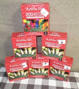lot 34 image: Lot of 6 Holiday Style 200 IndoorOutdoor Mini Lights-ClearMulti-Color Bulbs-Green Wire