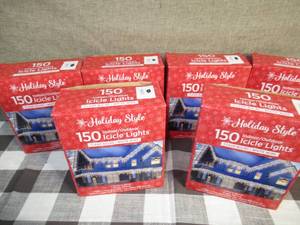 lot 38 image: Lot of 5 Holiday Style 150 IndoorOutdoor Icicle Lights-Clear Bulbs-White Wire