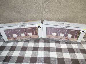 lot 40 image: Lot of 2 Trueliving 3 Piece Silver Metal Candle Holders
