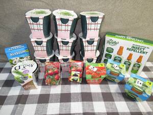 lot 42 image: Green Thumb Starter Pack-Tomatoes-Cucumbers-Thyme-Chives-Alyssum-Murphys Repelent