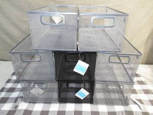 lot 86 image: Set of 8 Wire Mesh Stackable DVD Holders-18 x 7 x 8.5