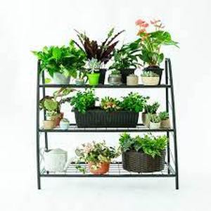 lot 149 image: C-Hopetree Metal Plant Stand - Indoor Outdoor Pot Rack-3 Shelf
