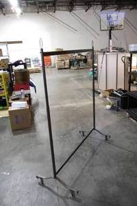 lot 173 image: 62 x 54 Adjustable Height Stylish Wheeling Clothing Display Hanger Rack