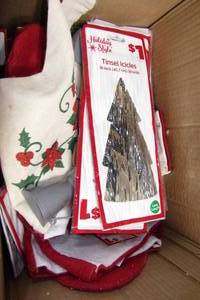 lot 205 image: 16 x 14 x 10 Box of Christmas Stocking Ornaments Decorations