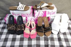 lot 238 image: Lot of 5 Hey Girl Sandals and 1 Nine West Pumps
