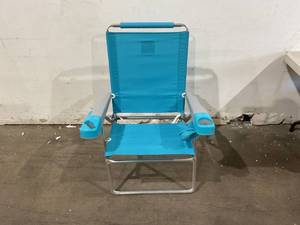 lot 214 image: Rio Beach 17 inch Turquoise Extended Height 4-Position Folding Beach Chair