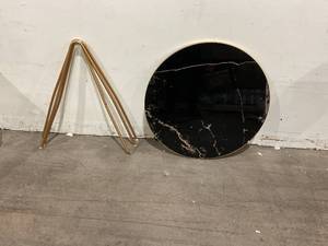 lot 116 image: HLR Round Coffee Table with Black Faux Marble Top
