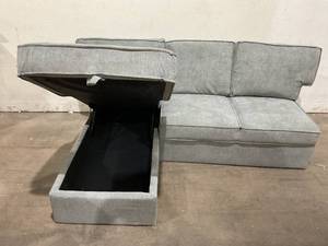 lot 124 image: Grey upholstered sectional Sofa - READ