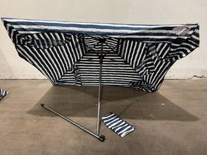 lot 127 image: Navy & White Striped UPF 50UV protection Cabana