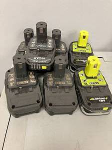 lot 422 image: LOT OF 7 -  1.5A 18V Ryobi Batteries