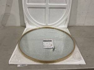 lot 240 image: 24 in. Round Aluminum Alloy Framed Gold Wall Mirror
