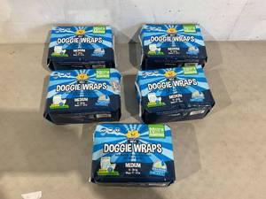 lot 261 image: LOT OF 5 - 20ct Medium Male Disposable Dog Diapers