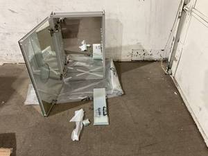 lot 96 image: DURLDENG Recessed 16 x 24 inch Medicine Cabinet with Mirror 3X Magnifier