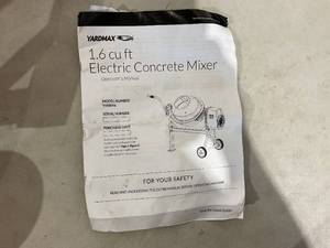 lot 277 image: YARDMAX 1.6 cu ft Electric Concrete Mixer - READ