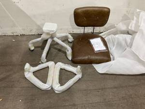 lot 15 image: Acme Hallie Leather Swivel Office Chair in Vintage Brown