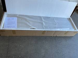 lot 25 image: Walker Edison Classic Glass Door TV Console - White Oak