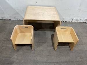 lot 181 image: ECR4Kids Bentwood Multipurpose Table and Chair Set, Kids Furniture, Natural, 3-Piece